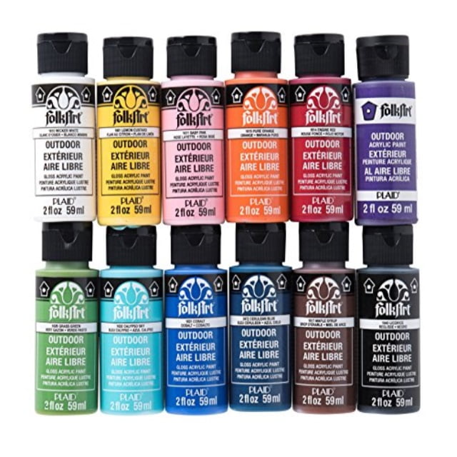 FolkArt Outdoor Acrylic Craft Paint Set, 12 Colors, 2oz,PROMOFAOD