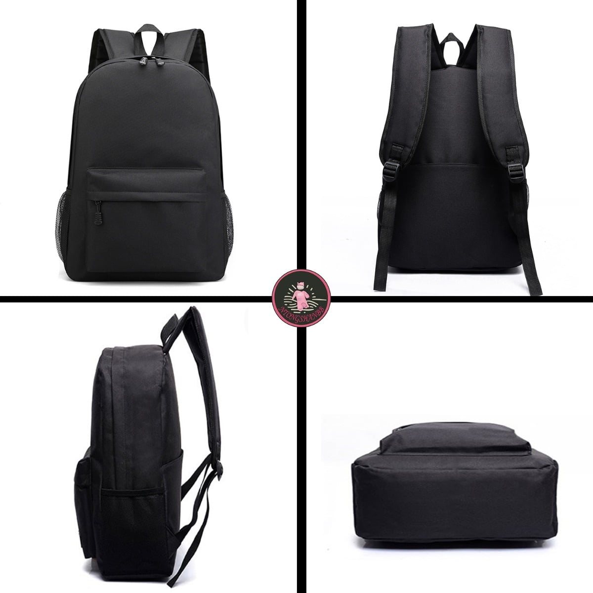 Preston Playz Print Black School Backpack, Cute Cool Anime Gaming Laptop Daypack for Elementary Students, Lightweight Travel Bag with Large Capacity