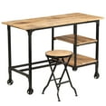 thumbnail image 1 of vidaXL Desk with Folding Stool Solid Mango Wood 115x50x76 cm, 1 of 5