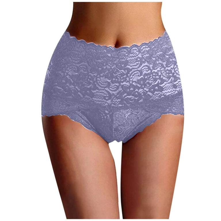 INNERSY Women's Lace Trim Underwear High Waist Briefs Soft Cotton