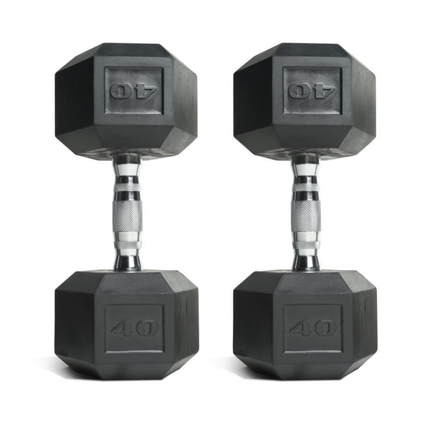 CAP Barbell, 40lb Coated Rubber Hex Dumbbell, Pair (Ships in 2 Boxes) -  Walmart.com