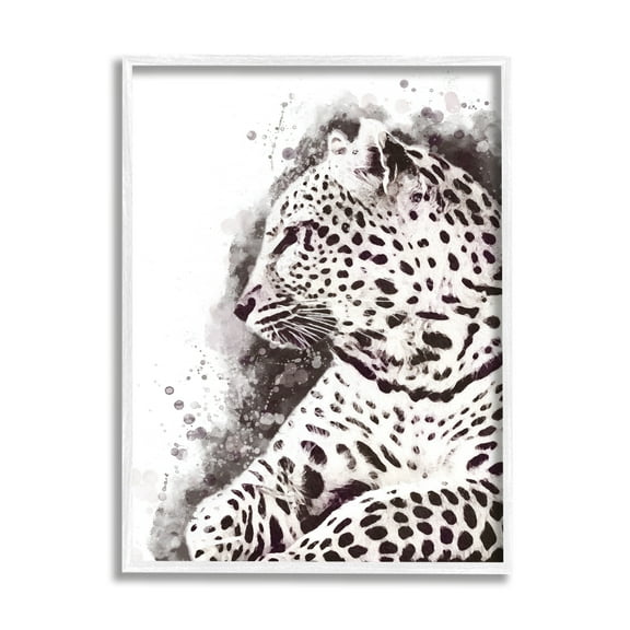Stupell Industries Jungle Cat Paint Splatter Resting Cheetah Grey White, 24 x 30, Designed by Ros Ruseva