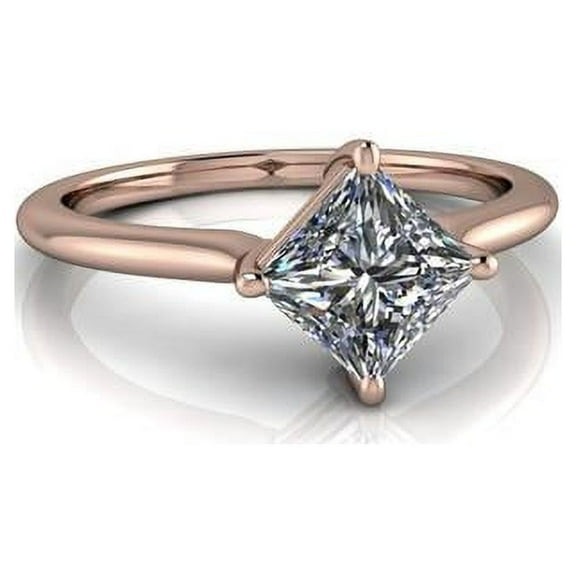 1.00 Ct Stunning Princess Diamond Bridal Rings Solid 14K Rose Gold
