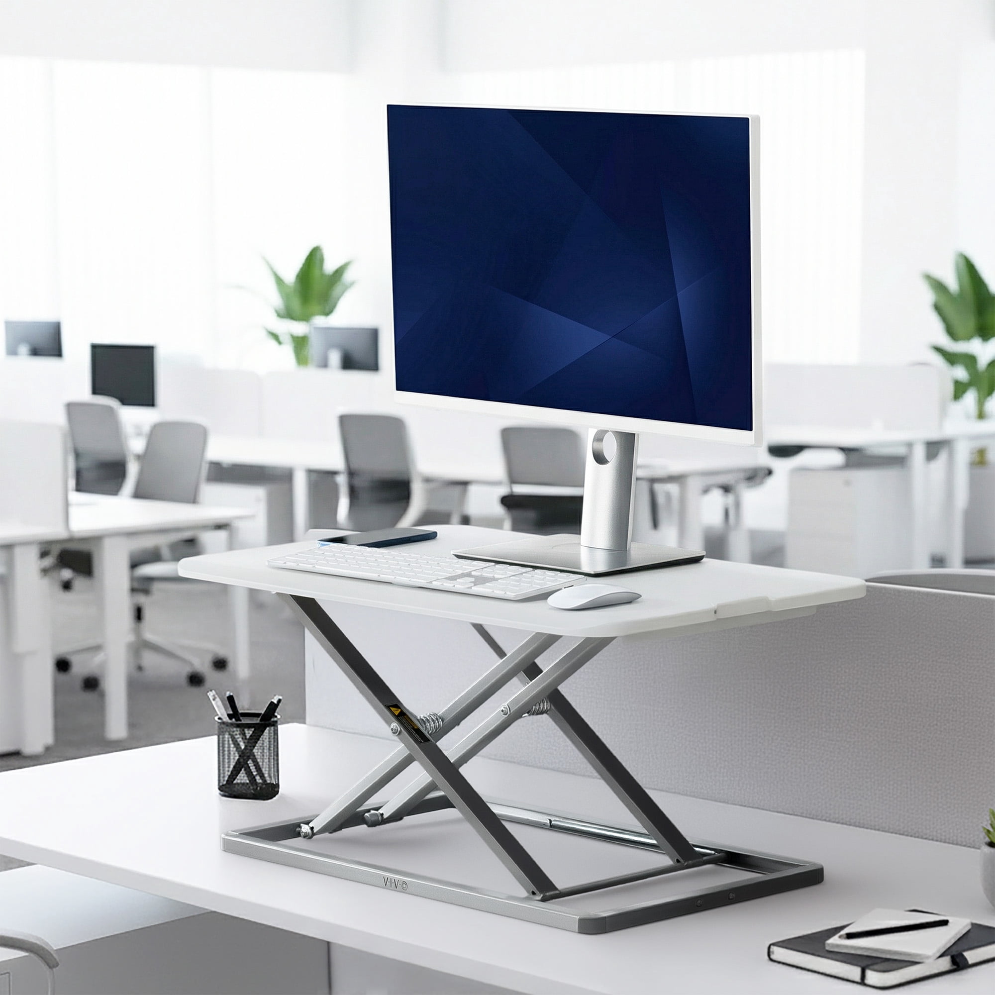 VIVO White Economy Height Adjustable 29" Standing Desk Desktop Monitor Riser