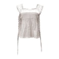 thumbnail image 4 of WEIWEN Lace Tank Tops for Women Lace Trim Side Tie Tank Top Sleeveless Flowy Ruffle Cami Shirts Summer Going Out Crop Tops White, M, 4 of 5