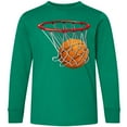 thumbnail image 3 of Inktastic Basketball Swish Long Sleeve Youth T-Shirt, 3 of 5