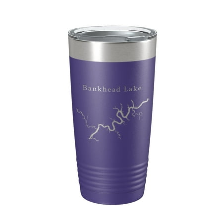 

Bankhead Lake Map Tumbler Travel Mug Insulated Laser Engraved Coffee Cup Black Warrior River Alabama 20 oz Purple