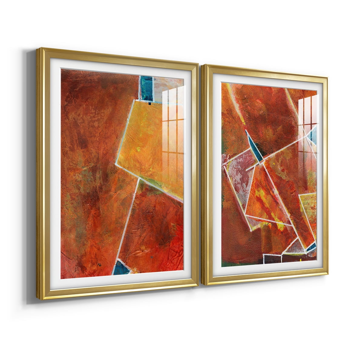 Wexford Home Primary Connection I Premium Framed Print, 18.5" x 24.5" - Ready to Hang, Gold (Set of 2)
