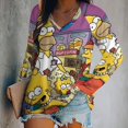 thumbnail image 2 of Simpsons Womens T Shirts V Neck Long Sleeve Tops Causal Loose Summer T-Shirts L, 2 of 7