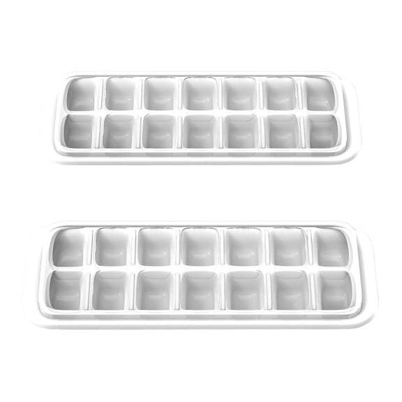Chef Buddy Rectangular Plastic 14-Cavity Storage Ice Cube Tray, Set of 2 Multcolored