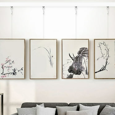 Worgeous 5 Sets Picture Rail Hanging System With Adjustable Stainless Steel Wire And Hooks Picture Rail Hooks For Wall Picture Exhibition Art Gallery Display Flexible And Heavy Duty
