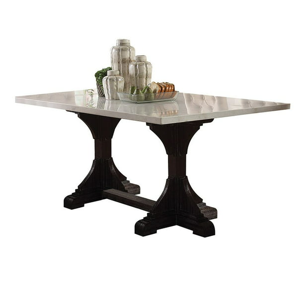 Gerardo Dining Table In White Marble, Marble Top Farmhouse Dining Table