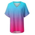 thumbnail image 4 of Kayannuo Blouses for Women Tee Shirts for Women Women's Fashion Casual Gradient V-neck Short Sleeve Loose T-shirt Tops, 4 of 4