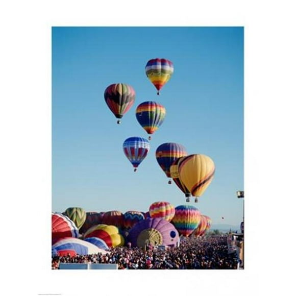 Vue à Faible angle des Ballons à air Chaud dans le Ciel Albuquerque Ballon International Fiesta Albuquerque Nouveau Mexique -18 x 24 Poster Print