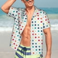 thumbnail image 5 of Lsque Colorful Geometric pattern Hawaiian Shirt for Men, Unisex Summer Beach Casual Short Sleeve Button Down Shirts-Large, 5 of 9