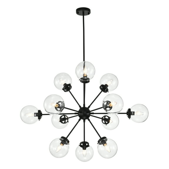 Warehouse of Tiffany Masakee 12-light Sputnik Metal Chandelier with Clear Glass Globe Shades