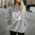 thumbnail image 2 of Womens Fleece Hoodies Cute Heart Dog Claw Printed Sweatshirts Long Sleeve Sherpa Crewneck Velvet Hoodie Winter Warm Pullover Outwears with Pockets, 2 of 6
