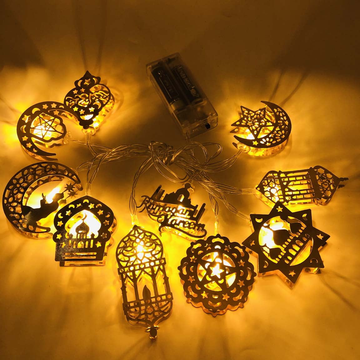 Ramadan Eid String Light Pcs Battery Operated Moon Star Lantern ...