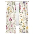 thumbnail image 2 of Wildflowers Semi Sheer Curtains 84 Inch Length 2 Panels Set, Blossoming Botanical Prints Garden Floral Sheer Kitchen Curtain Privacy Voile Window Curtain for Living Room Bedroom Rod Pocket Drapes, 2 of 7