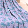 thumbnail image 3 of Purple Cartoon Narwhal Pattern Blanket,Comfortable Soft Flannel Throw Blanket,All Season,Warm Lightweight Blankets for Sofa Bed Couch Living Room Chair,30"x40", 3 of 4