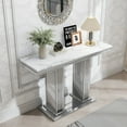 thumbnail image 5 of 47" Modern Faux Marble Console Table, Rectangular Top & Pillar Stainless Steel Base, Narrow Entryway Table for Entrance, Hallway, Foyer, or Living Room, 5 of 6