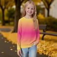 thumbnail image 5 of XADYUY Girls Long Sleeve Shirts Size 6 Trendy Gradient Crewneck Shirts for Girls Fall Basic Top for Girls Loose Girls Tunic Tops 9-10 Years,Yellow, 5 of 6