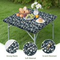 thumbnail image 4 of Navy Daisy Flower Floral Pattern Square Fitted Tablecloth with Elastic Edge,Square Table Cover,Washable Elastic Table Cover for Home Kitchen Party Decor 34"x34", 4 of 6