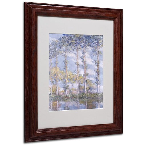 Trademark Fine Art "The Poplars" Matted Framed Canvas Art by Claude Monet