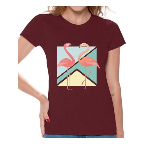 Awkward Styles Two Flamingos Tshirt for Women Pink Flamingos Shirt Summer Tshirt Flamingo Party Gifts for Her Flamingo Themed Party Flamingos Shirt Beach Gifts Beach T Shirt for Women