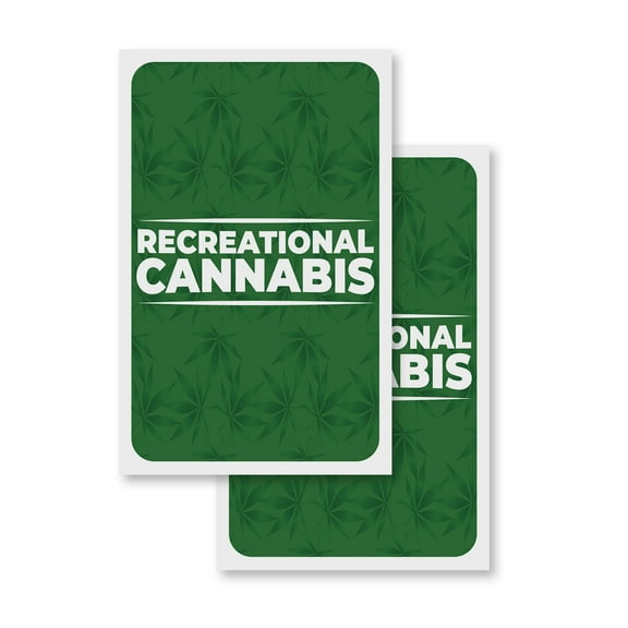 Recreational Cannabis (2-PACK) 24" x 36" Vinyl Decals | Sign Insert Peel & Stick Decals Stickers Window Signs