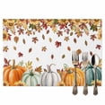 thumbnail image 2 of Green Orange Pumpkin Placemats Set of 12 Maple Leaf Sunflower Heat Insulated Linen Place Mats, Washable Stain-Proof Table Mats for Dining Tables Holiday Decor 13x19inch, 2 of 9