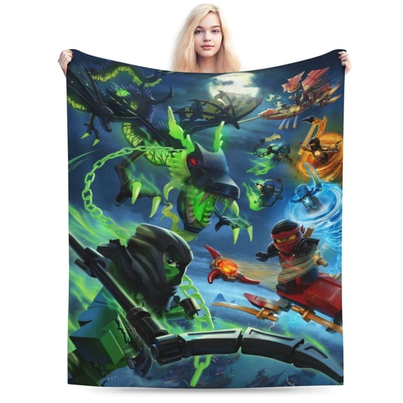 Blanket Ninjago Cartoon Ultra-Soft Micro Fleece Blanket Cozy Blanket Thick Warm Plush Throw Blanket Sofa Cushion, Warm Flannel Blanket For Living Room Bedroom 60"X50"