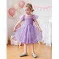 thumbnail image 3 of Arshiner Little Girl Dresses Contrast Mesh Ruffle Sleeve Birthday Holiday Princess Toddler Tulle Dress, 3 of 7