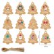 thumbnail image 3 of 48 etiquetas de papel colgantes navideñas con diseño de árbol de cartón, Papá Noel y muñeco de nieve, etiquetas impresas para manualidades, suministros para envolver regalos de Navidad, 3 of 5