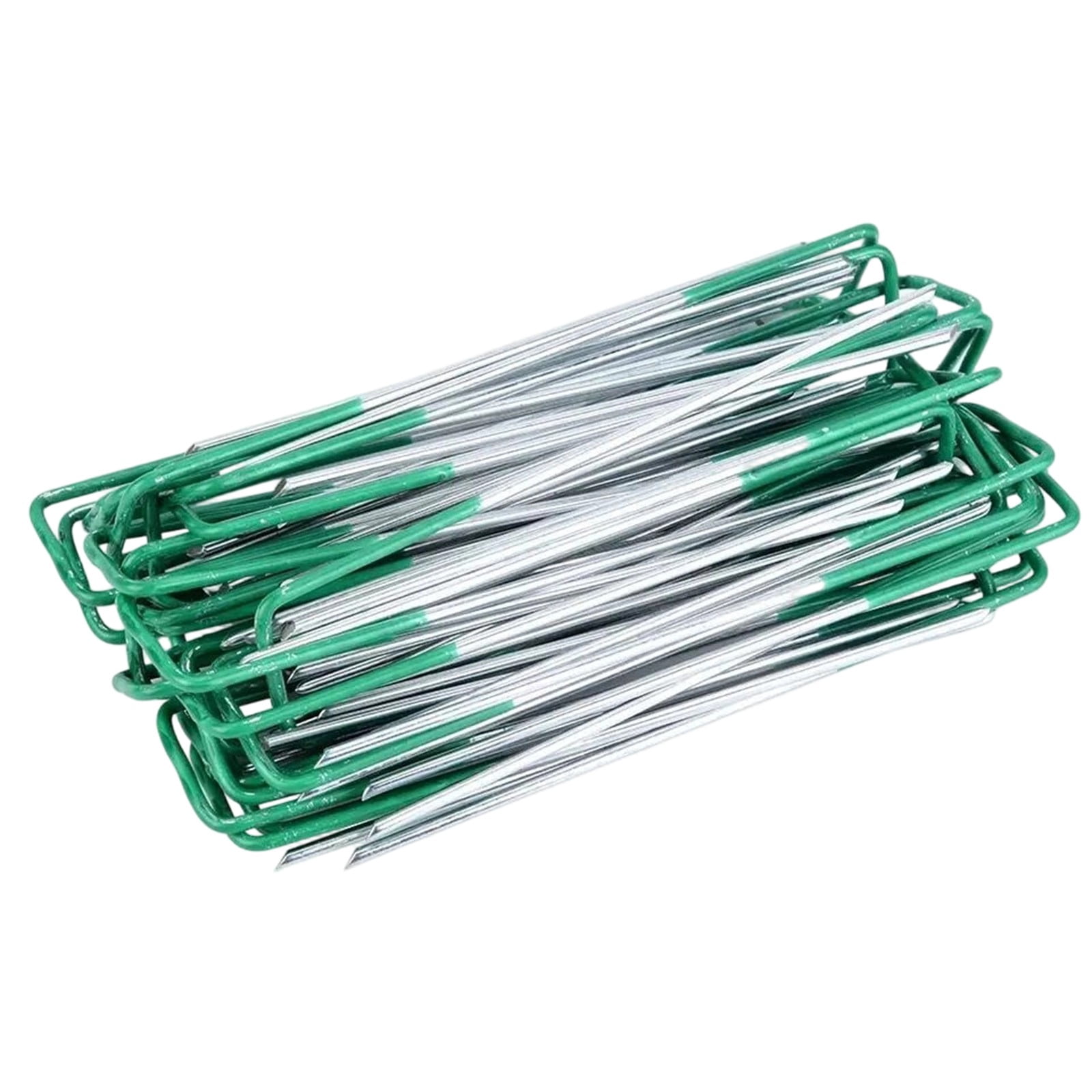 50Pcs U Shaped Manganese Steel Tent Stakes Heavy Duty Ground Anchors For Camping Landscaping(Green-15Cm)