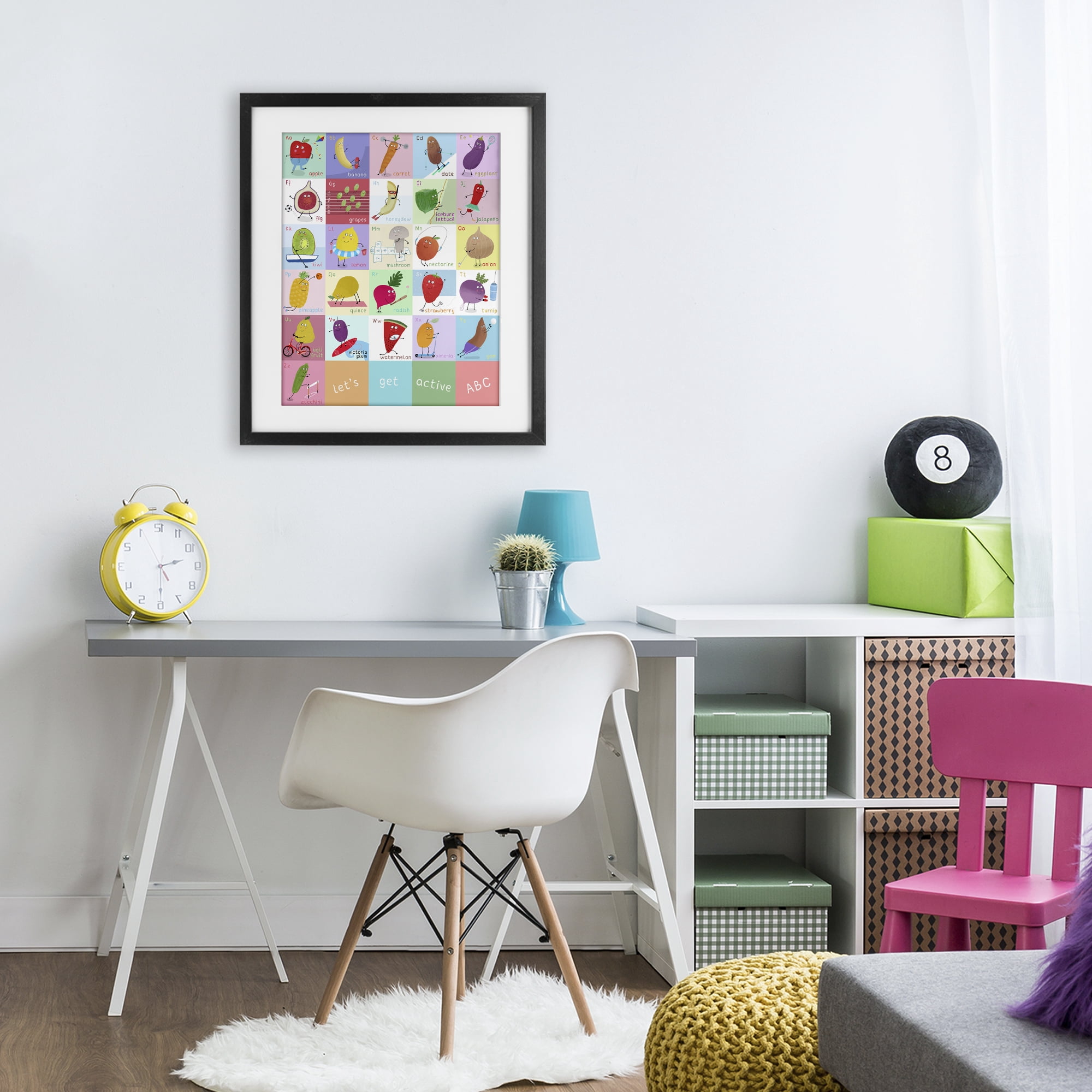 Stupell Industries Let's Get Active ABC's Black Framed Print Under Glass, design by Carla Daly