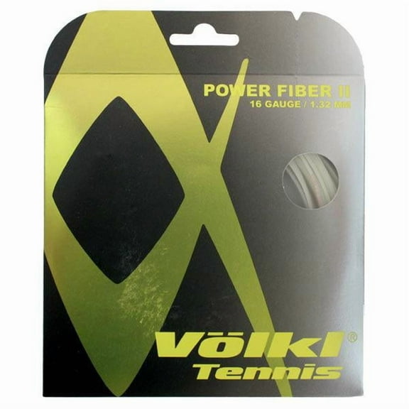 VOLKL Power Fiber II | Tennis Racquet String | Power & Spin | Shock & Vibration Reduction (Natural, 16, Set)