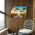 thumbnail image 2 of Ocean Canvas Wall Art Decor: Beach Coastal Scene Artwork Palm Tree Seascape Painting Print Horizontal Sunset Sea Theme Picture for Bathroom Bedroom Living Room, 2 of 6