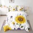 thumbnail image 2 of jejeloiu Natural Plant Sunflowers 7pcs Bedding Comforter Set,Purple Lavender Queen Bedding Sets For Girl Teens Reversible, 2 of 8