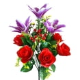thumbnail image 1 of Artificial Lily Rose Flower Bush Sacrificial Flowers With 27 Red Beans, 1 of 9