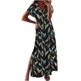 thumbnail image 2 of Qiopertar Robe Slim à Manches Courtes Imprimée Col en V Mode Décontractée pour Femmes Grandes Économies de Vacances! à Moins de 5$ jusqu'à 90 % de Réduction, 2 of 8