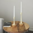 thumbnail image 2 of DecMode 2 Candle Cream Metal Textured Tapered Candle Holder with Brown Wood Bases, Set of 2, 2 of 9