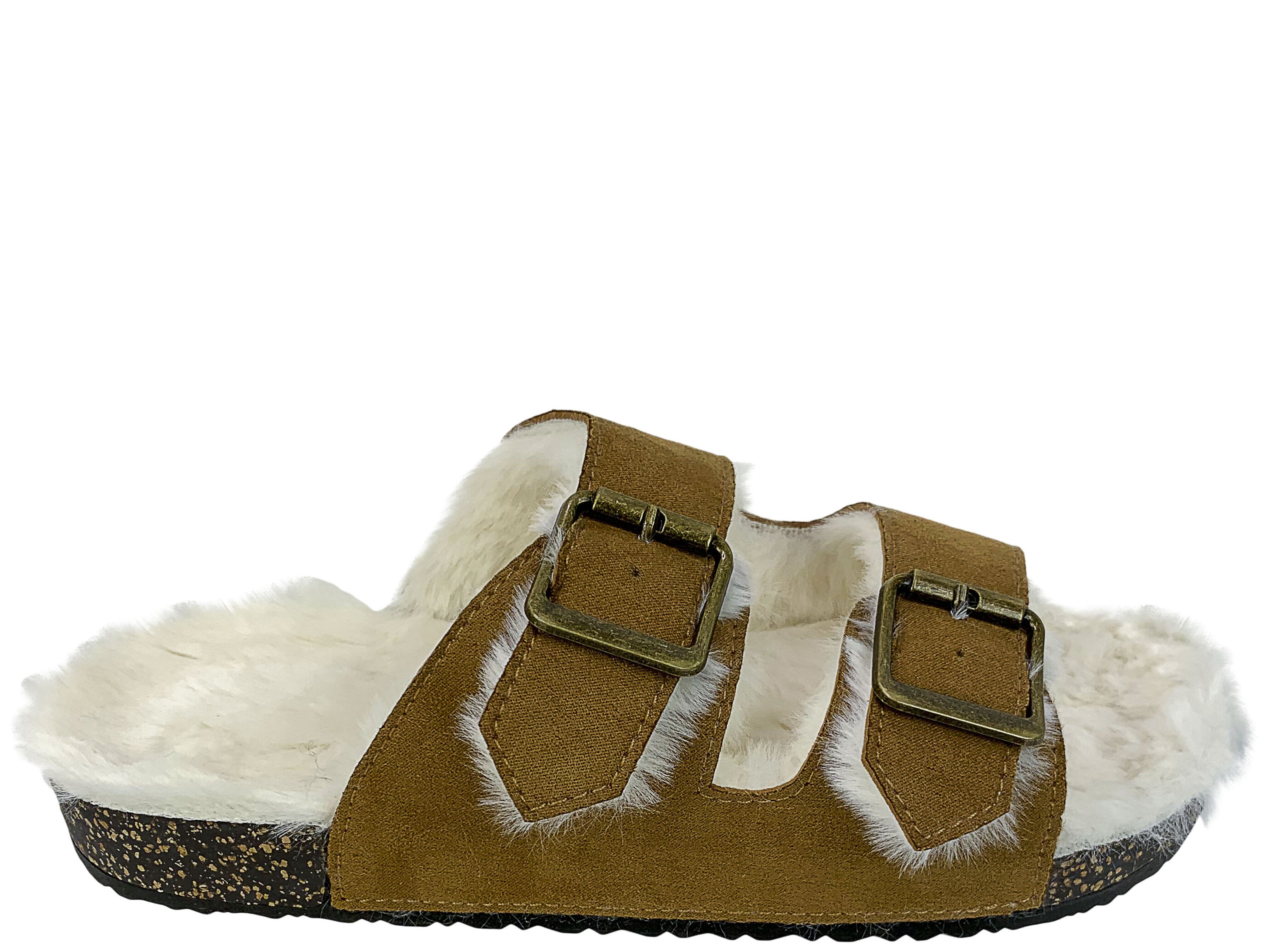 Secret Treasures Women’s Luxe Faux Fur Two-Band Slide Slippers