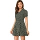 thumbnail image 1 of Vestido Camisero de Manga Corta con cuello en V y estampado floral Frontal con Botones para Mujer Negro XS, 1 of 6