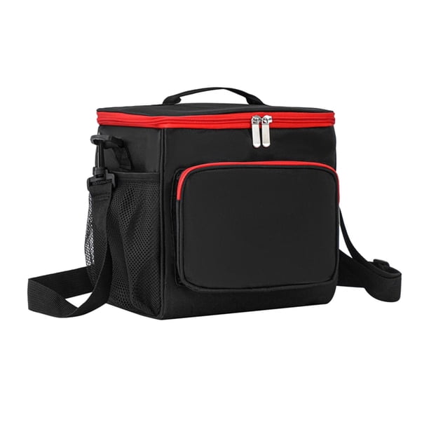 Bolsa de almuerzo térmica aislada con bolsillo frontal, con correa para el hombro, para niños, adultos, reutilizable, , portátil para picnic, , negro Sunnimix Bolsas de almuerzo con aislamiento