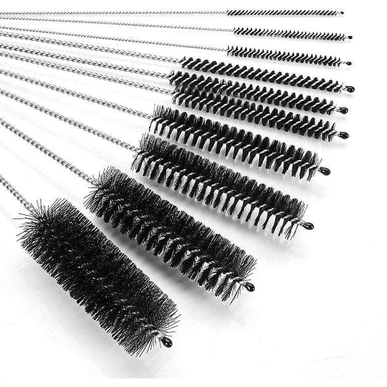 CiaraQ Bottle Cleaning Brushes, 8 Inch Nylon Tube Brush Set, Cleaner for  Narrow Neck Bottles Cups with Hook, Set of 10pcs, Black