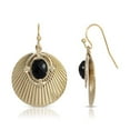 thumbnail image 4 of 1928 Jewelry Gold Corrugated Shell & Oval Black Oval Stone Drop Earrings, 4 of 4