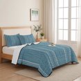 thumbnail image 5 of 3 Pieces Queen Quilt Set,Coastal Blue and White Striped Soft Bedding Sets with 1 Quilt & 2 Pillow Shams,Modern Minimalist Lines Summer Bedspread Lightweight Coverlet Comforter for All Season, 5 of 9