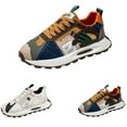 thumbnail image 2 of XIMIN Men's Color Block Sports Shoes Colorful Trendy and Retro Canvas Thick Sole Sneakers Lace up Casual Style Suitable for Walking Tennis and Running, 2 of 9