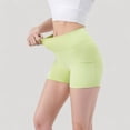 thumbnail image 4 of Women's High Waist Workout Shorts with Side Pockets and Seam-Contoured Fit for Flexible Movement - Large, Green, 4 of 6
